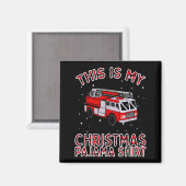 Firefighter Christmas Pajama - Fire Truck Funny Fi Magnet (Vorderseite/Rückseite)