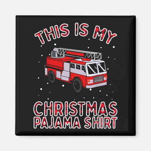 Firefighter Christmas Pajama - Fire Truck Funny Fi Magnet (Vorne)
