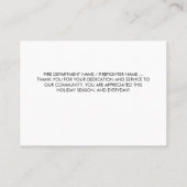 Firefighter Christmas Thin Red Line Vielen Dank Visitenkarte (Rückseite)