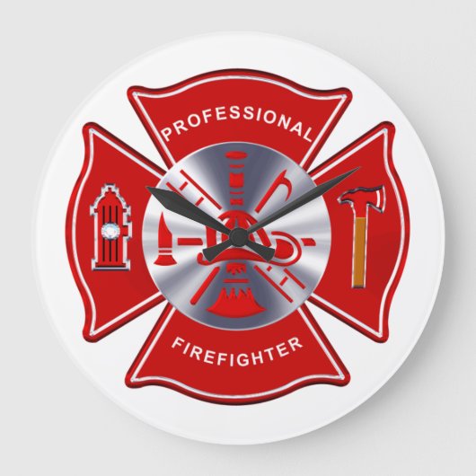 Firefighter Clock - Professional Große Wanduhr (Vorderseite)