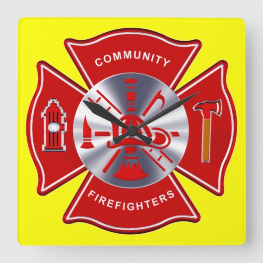 Firefighter Clock Quadratische Wanduhr (Vorderseite)