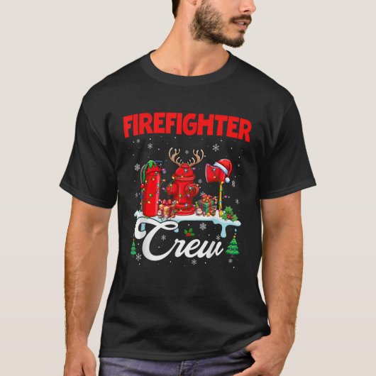 Firefighter Crew Christmas Santa Reindeer Elf Tool T-Shirt (Vorderseite)