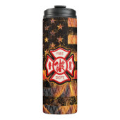 Firefighter Cross and Flames Thermosbecher (Vorderseite)