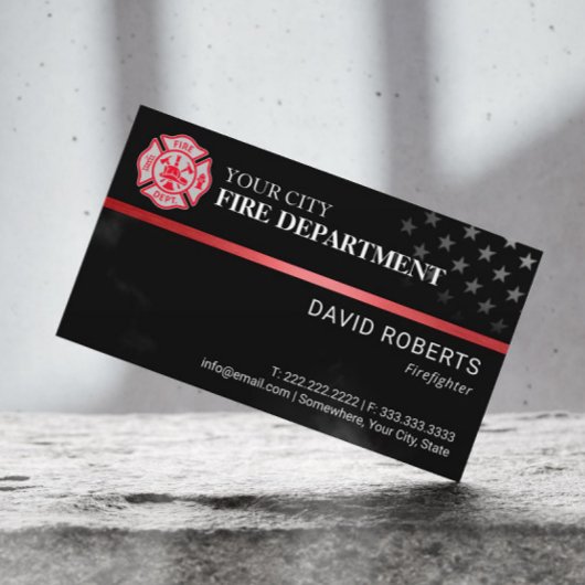 Firefighter Custom Color Fire Department Black Visitenkarte