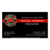 Firefighter Custom Fire Station Thin Red Line Logo Magnetische Visitenkarte (Vorderseite)
