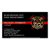 Firefighter Custom Logo Modern Red Fire Department Magnetische Visitenkarte (Vorderseite)