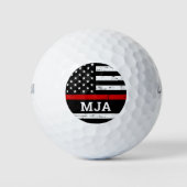 Firefighter Custom Monogram US Flag Thin Red Line Golfball (Vorderseite)