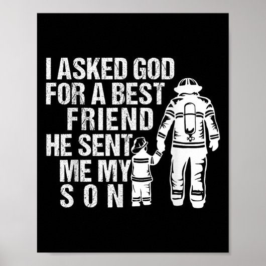 Firefighter Dad Son Quote New Daddy Fireman Dad Fa Poster (Vorne)