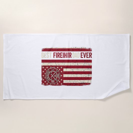 Firefighter Dad Vertical Flag Vintage Strandtuch (Vorderseite)