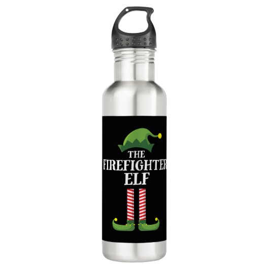 Firefighter Elf Matching Family Group Weihnachten Edelstahlflasche (Vorderseite)