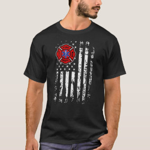Firefighter EMT Firefighter EMS USA Flaggen Zurüc T-Shirt