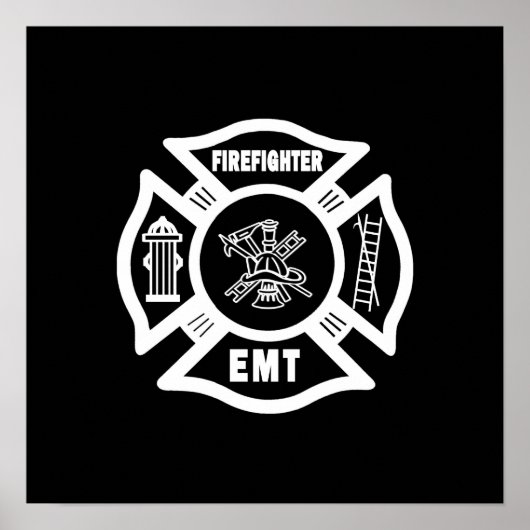 Firefighter EMT White Poster (Vorne)