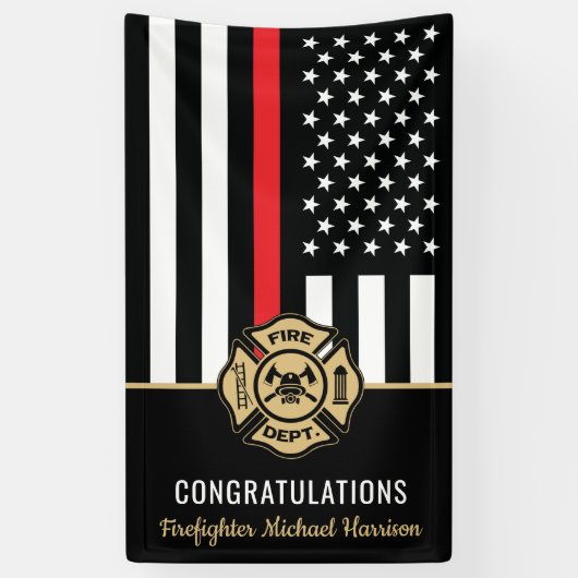 Firefighter Fire Academy Fireman Graduation Banner (Vertikal)
