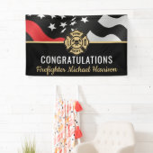 Firefighter Fire Academy Red Line Flag Graduation Banner (Insitu)