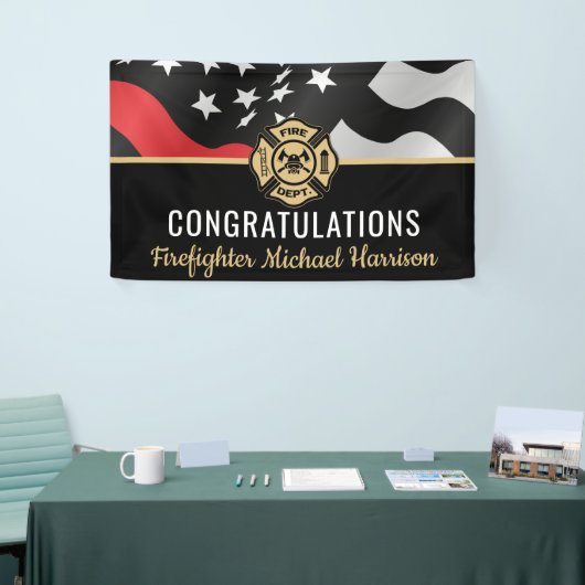 Firefighter Fire Academy Red Line Flag Graduation Banner (Messeveranstaltung)