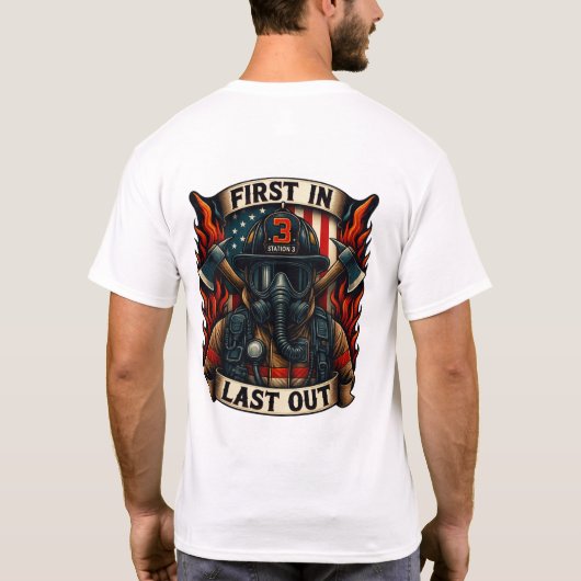 Firefighter/Fire Department Badge Fireman Custom T-Shirt (Rückseite)