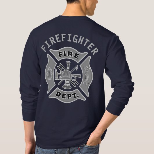 Firefighter/Fire Department Badge Fireman Custom T-Shirt (Rückseite)