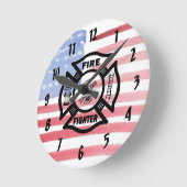 Firefighter Fire Dept Logo Runde Wanduhr (Winkel)