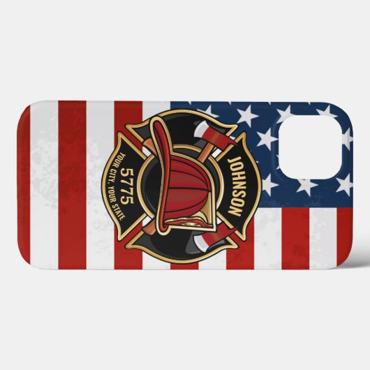 Firefighter Fire Rescue Department USA Flag Custom Case-Mate iPhone Hülle (Rückseite (Horizontal))