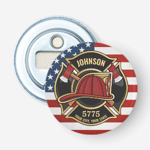 Firefighter Fire Rescue Department USA Flag Custom Flaschenöffner