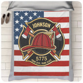 Firefighter Fire Rescue Department USA Flag Custom Fleecedecke