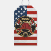 Firefighter Fire Rescue Department USA Flag Custom Geschenkanhänger (Vorderseite)
