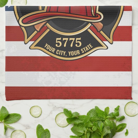 Firefighter Fire Rescue Department USA Flag Custom Geschirrtuch (Gefaltet)
