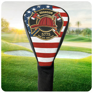 Firefighter Fire Rescue Department USA Flag Custom Golf Headcover