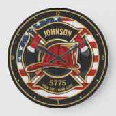 Firefighter Fire Rescue Department USA Flag Custom Große Wanduhr (Vorderseite)