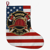 Firefighter Fire Rescue Department USA Flag Custom Großer Weihnachtsstrumpf (Vorderseite)