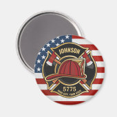 Firefighter Fire Rescue Department USA Flag Custom Magnet (Vorderseite/Rückseite)