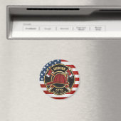 Firefighter Fire Rescue Department USA Flag Custom Magnet (In Situ (Geschirrspüler))