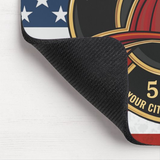 Firefighter Fire Rescue Department USA Flag Custom Mousepad (Ecke)