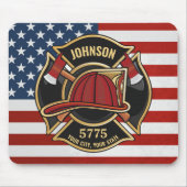 Firefighter Fire Rescue Department USA Flag Custom Mousepad (Vorne)