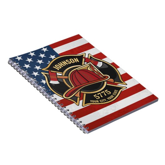 Firefighter Fire Rescue Department USA Flag Custom Notizblock (Rechte Seite)