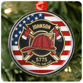 Firefighter Fire Rescue Department USA Flag Custom Ornament Aus Metall