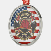Firefighter Fire Rescue Department USA Flag Custom Ornament Aus Metall (Links)