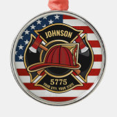 Firefighter Fire Rescue Department USA Flag Custom Ornament Aus Metall (Vorne)