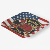 Firefighter Fire Rescue Department USA Flag Custom Pappteller (Gewinkelt)