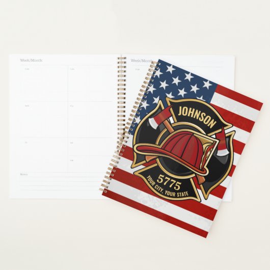 Firefighter Fire Rescue Department USA Flag Custom Planer (Anzeige)
