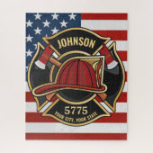 Firefighter Fire Rescue Department USA Flag Custom Puzzle (Vertikal)