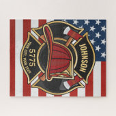 Firefighter Fire Rescue Department USA Flag Custom Puzzle (Horizontal)
