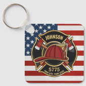 Firefighter Fire Rescue Department USA Flag Custom Schlüsselanhänger (Vorderseite)