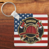 Firefighter Fire Rescue Department USA Flag Custom Schlüsselanhänger (Vorderseite)