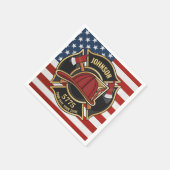 Firefighter Fire Rescue Department USA Flag Custom Serviette (Ecke)
