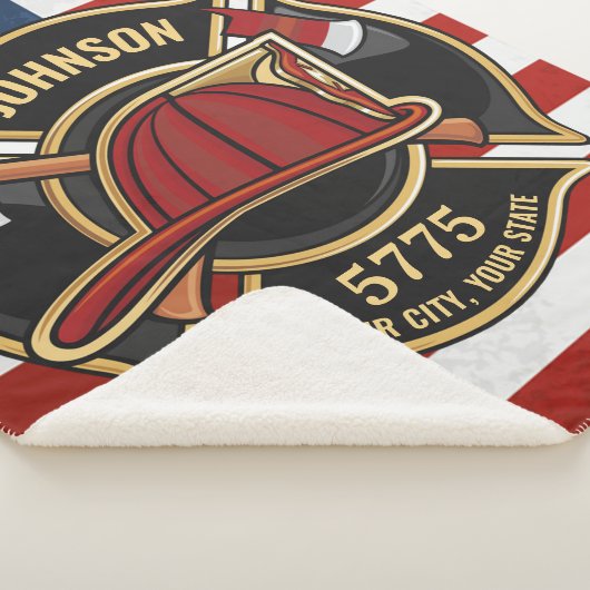 Firefighter Fire Rescue Department USA Flag Custom Sherpadecke (3/4)