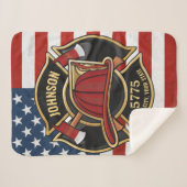 Firefighter Fire Rescue Department USA Flag Custom Sherpadecke (Vorderseite (Horizontal))