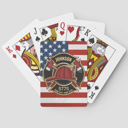 Firefighter Fire Rescue Department USA Flag Custom Spielkarten (Rückseite)
