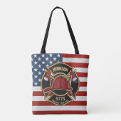 Firefighter Fire Rescue Department USA Flag Custom Tasche (Rückseite)