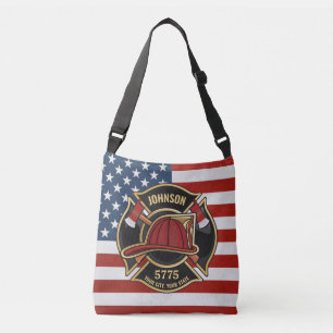 Firefighter Fire Rescue Department USA Flag Custom Tragetaschen Mit Langen Trägern